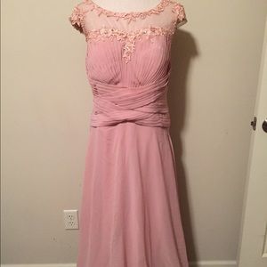 Dress- Beaded Chiffon Wedding/Party - Dusty Rose